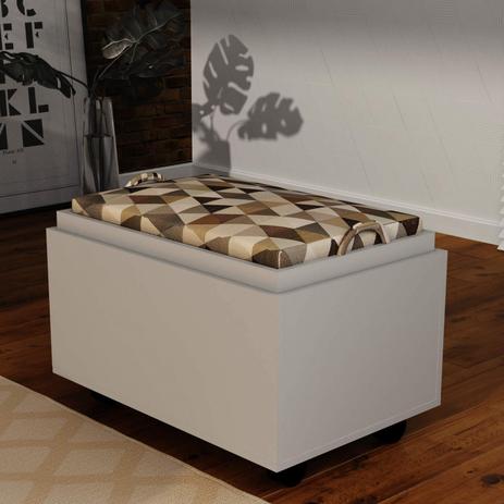 Puff Baú com Rodízios PU2053 Tecno Mobili Branco Menor preço em Puff Baú com Rodízios PU2053 Tecno Mobili Branco