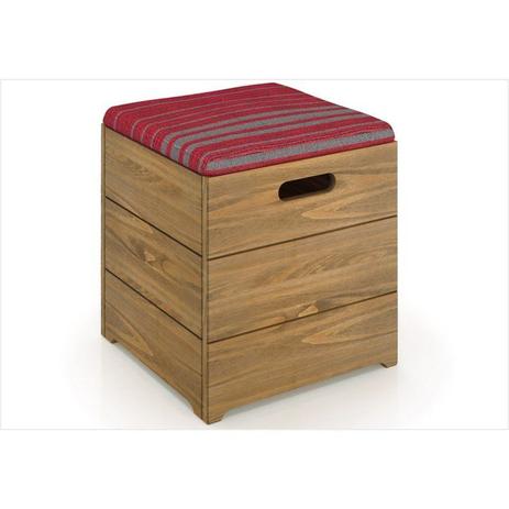 Menor preço em Puff Baú Decorativo Imperial 80701 Listrado Vermelho com Cinza - MPO