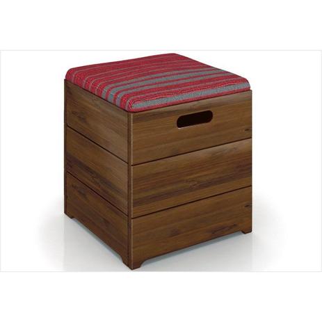 Puff Baú Decorativo Imperial 90701 Listrado Vermelho com Cinza - MPO Menor preço em Puff Baú Decorativo Imperial 90701 Listrado Vermelho com Cinza - MPO