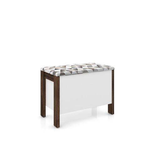 Puff Baú Multiuso - Branco e Nogal - Tecno Mobili Menor preço em Puff Baú Multiuso - Branco e Nogal - Tecno Mobili