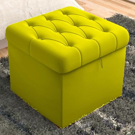 Puff Baú Porta Objetos Captonê 48x48 cm Suede Amarelo - Lymdecor é boa?