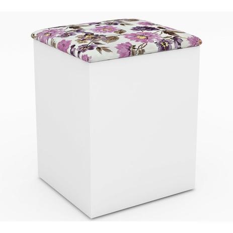 Puff Baú PU-2050 Branco Lavanda Floral Tecno Mobili Menor preço em Puff Baú PU-2050 Branco Lavanda Floral Tecno Mobili