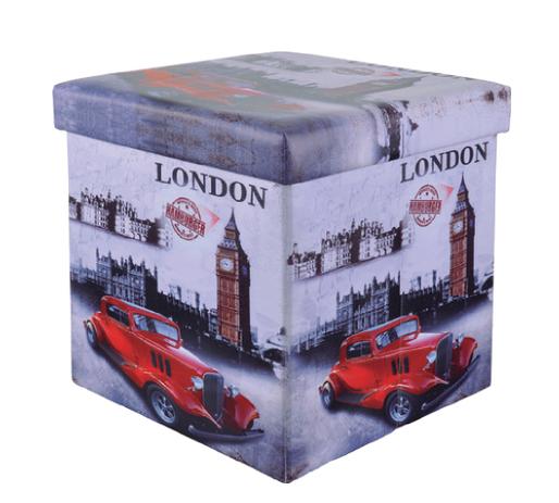 Puff Baú Quadrado com Tampa Estampa London Car - Bene casa é boa?