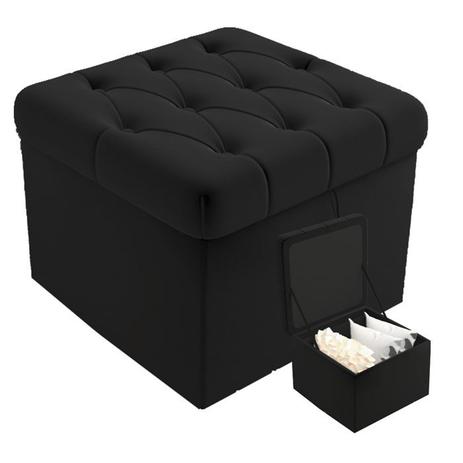 Puff Bau Quadrado Organizador Capitone Suede Liso Preto Damm é boa?