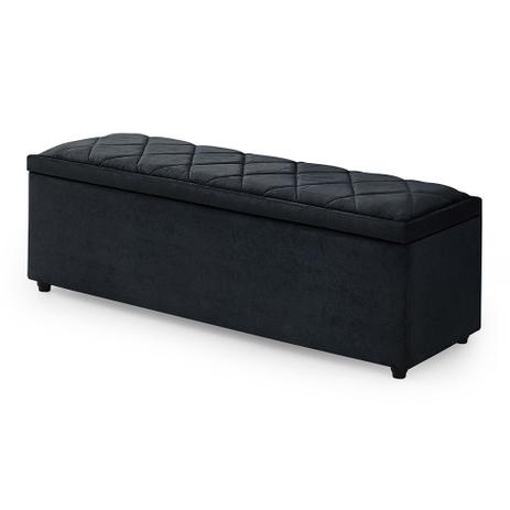 Menor preço em Puff Baú Topázio Plus Suede Preto 197 cm - Império estofados