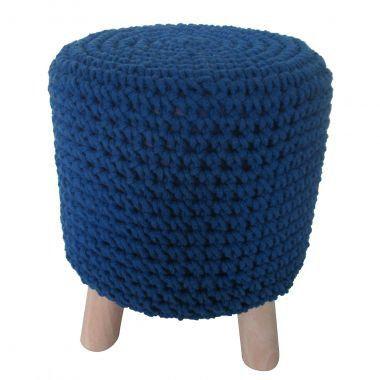 Puff de tecido com os pes de madeira 30cm x 41cm - Btc decor Menor preço em Puff de tecido com os pes de madeira 30cm x 41cm - Btc decor