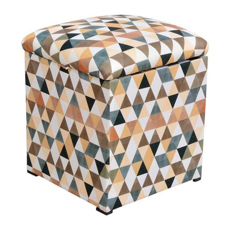 Puff Decorativo Baú Dani Quadrado Estampado Triangulo D87 - DRossi Menor preço em Puff Decorativo Baú Dani Quadrado Estampado Triangulo D87 - DRossi