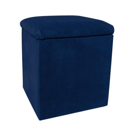 Puff Decorativo Baú Dani Quadrado Suede Azul Marinho - DRossi Menor preço em Puff Decorativo Baú Dani Quadrado Suede Azul Marinho - DRossi