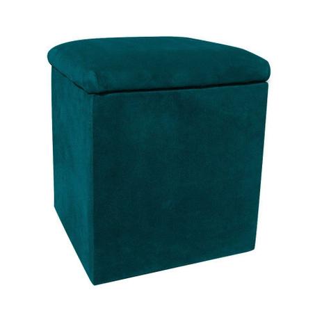 Puff Decorativo Baú Dani Quadrado Suede Azul Pavão - DRossi Menor preço em Puff Decorativo Baú Dani Quadrado Suede Azul Pavão - DRossi