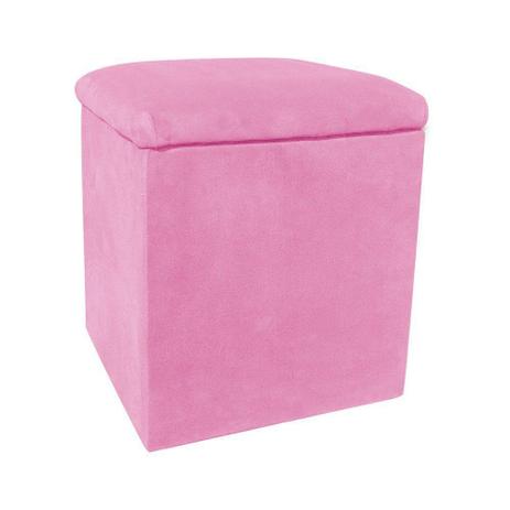 Puff Decorativo Baú Dani Quadrado Suede Rosa Bebê - DRossi Menor preço em Puff Decorativo Baú Dani Quadrado Suede Rosa Bebê - DRossi