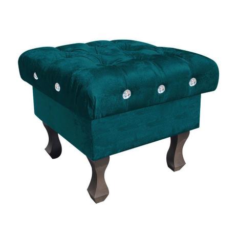Menor preço em Puff Decorativo Madri Capitonê Suede Azul Pavão com Strass - DRossi