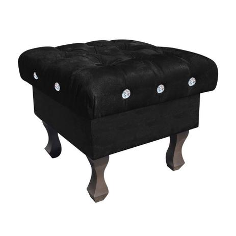 Puff Decorativo Madri Capitonê Suede Preto com Strass - DRossi é boa?