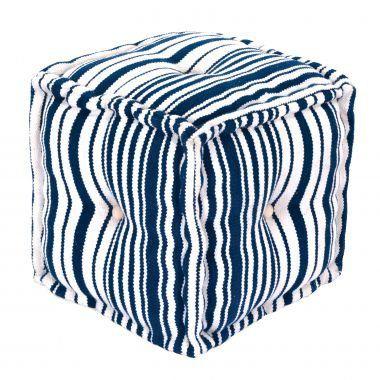 Puff em tecido azul e branco 40cm x 40cm x 40cm - Btc decor Menor preço em Puff em tecido azul e branco 40cm x 40cm x 40cm - Btc decor