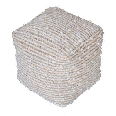 Puff em tecido branco e bege 45cm x 45cm x 45cm - Btc decor Menor preço em Puff em tecido branco e bege 45cm x 45cm x 45cm - Btc decor