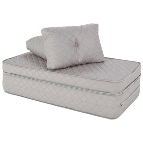 Puff Multiuso Bordado em Matelassê com Travesseiro 3 em 1 Casal com Courino Cinza Bf Colchões Menor preço em Puff Multiuso Bordado em Matelassê com Travesseiro 3 em 1 Casal com Courino Cinza Bf Colchões
