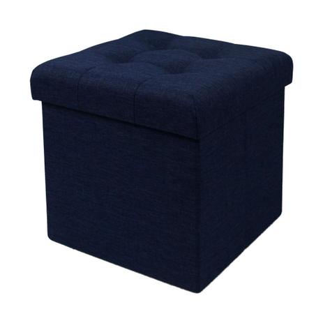 Puff Quadrado em Madeira e Tecido com Baú Azul Marinho - Decorafast é boa?
