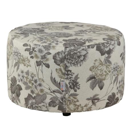 Puff Redondo Pastilha Jacguard Floral Cinza - Stay puff Menor preço em Puff Redondo Pastilha Jacguard Floral Cinza - Stay puff