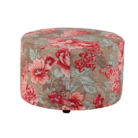 Puff Redondo Pastilha Jacguard Rosa e Marrom - Stay puff Menor preço em Puff Redondo Pastilha Jacguard Rosa e Marrom - Stay puff