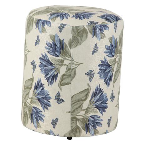 Puff Redondo Round Jacguard Floral Azul I - Stay puff Menor preço em Puff Redondo Round Jacguard Floral Azul I - Stay puff