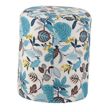 Puff Redondo Round Jacguard Floral Azul II - Stay puff Menor preço em Puff Redondo Round Jacguard Floral Azul II - Stay puff