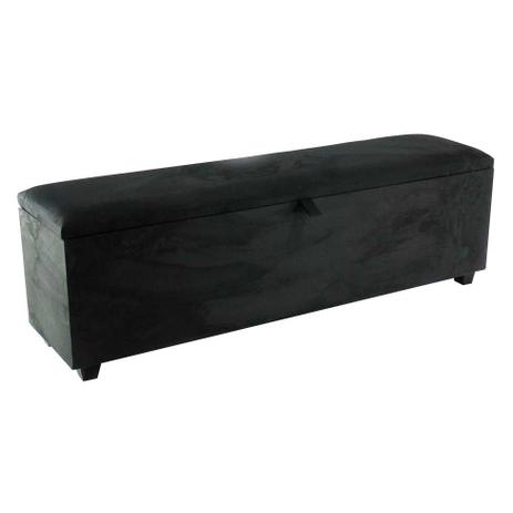 Puff Retangular com Báu Premium 160 cm Suede Preto - Absolut Menor preço em Puff Retangular com Báu Premium 160 cm Suede Preto - Absolut