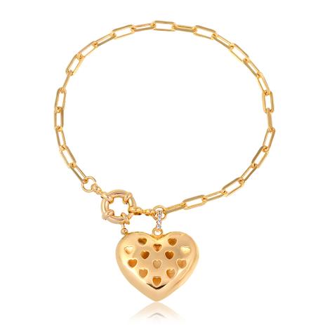 Pulseira com corrente cartier e pingente de coração com mini corações vazados folheado em ouro 18k - 1612000000529 - Francisca joias contemporâneas Menor preço em Pulseira com corrente cartier e pingente de coração com mini corações vazados folheado em ouro 18k - 1612000000529 - Francisca joias contemporâneas