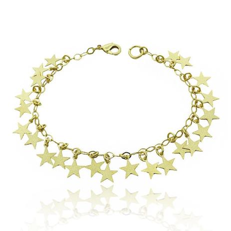 Pulseira com Pendentes de Estrelas Folheado a Ouro 18k - Lunozê Menor preço em Pulseira com Pendentes de Estrelas Folheado a Ouro 18k - Lunozê