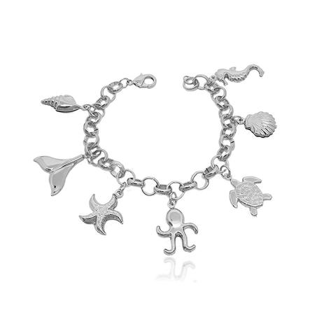 Pulseira com Pendentes do Mar Folheado a Prata 1000 - Lunozê Menor preço em Pulseira com Pendentes do Mar Folheado a Prata 1000 - Lunozê