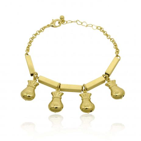 Pulseira da Fortuna Estilo Berloque Folheado a Ouro 18k - Lunozê Menor preço em Pulseira da Fortuna Estilo Berloque Folheado a Ouro 18k - Lunozê