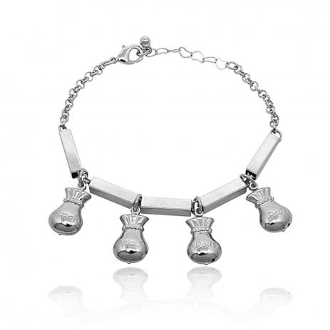 Pulseira da Fortuna Estilo Berloque Folheado a Prata 1000 - Lunozê Menor preço em Pulseira da Fortuna Estilo Berloque Folheado a Prata 1000 - Lunozê