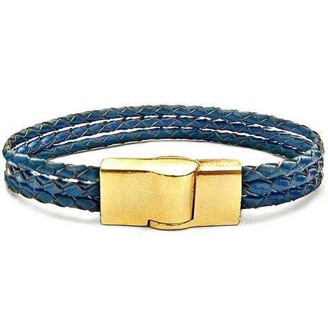 Pulseira De Couro Bracelete Masculino Azul - Gafeno acessórios Menor preço em Pulseira De Couro Bracelete Masculino Azul - Gafeno acessórios