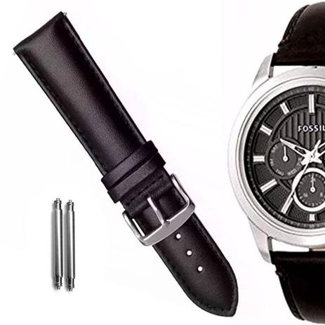 Pulseira de Couro Compatível com Relógio Fossil Fs4535 22mm Preta - Oficina dos Relógios Menor preço em Pulseira de Couro Compatível com Relógio Fossil Fs4535 22mm Preta - Oficina dos Relógios