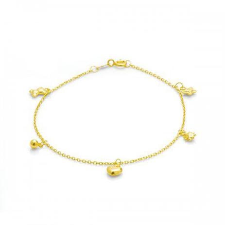 Pulseira de Ouro 18k com Berloques 14cm pu02862 - Joiasgold Menor preço em Pulseira de Ouro 18k com Berloques 14cm pu02862 - Joiasgold