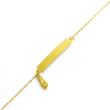 Pulseira de Ouro 18k com Placa e Figa infantil 13cm pu02827 - Joiasgold Menor preço em Pulseira de Ouro 18k com Placa e Figa infantil 13cm pu02827 - Joiasgold