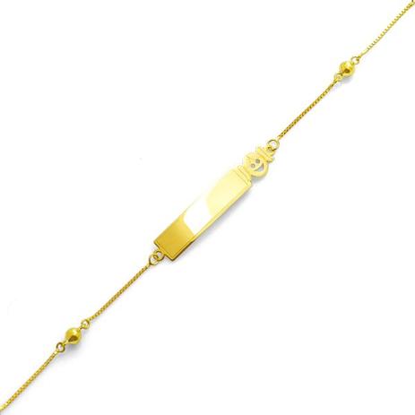 Pulseira de Ouro 18k com Placa Infantil Detalhe Menina 13cm pu02810 - Joiasgold Menor preço em Pulseira de Ouro 18k com Placa Infantil Detalhe Menina 13cm pu02810 - Joiasgold
