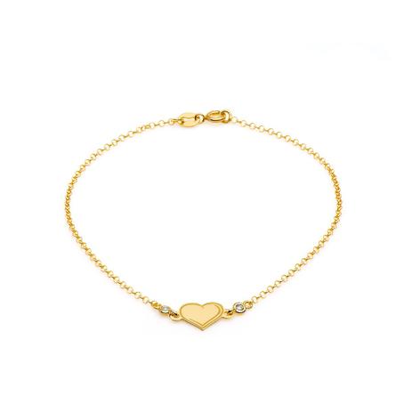 Pulseira de Ouro 18k Coração com Diamantes de 18cm pu04046 - Joiasgold é boa?