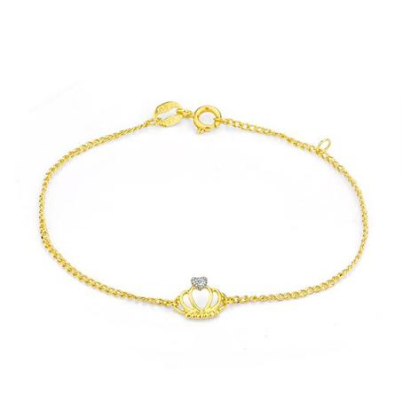 Pulseira de Ouro 18k Coroa Infantil Vazada com 15cm pu02950 - Joiasgold Menor preço em Pulseira de Ouro 18k Coroa Infantil Vazada com 15cm pu02950 - Joiasgold
