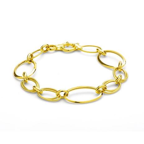 Pulseira de Ouro 18k Elos ovais Lisos e Trabalhados 19cm pu02918 - Joiasgold Menor preço em Pulseira de Ouro 18k Elos ovais Lisos e Trabalhados 19cm pu02918 - Joiasgold