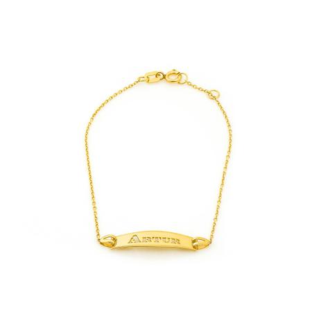 Pulseira de Ouro 18k Infantil Placa Nome Vazado Até 5 Letras pu04015 - Joiasgold Menor preço em Pulseira de Ouro 18k Infantil Placa Nome Vazado Até 5 Letras pu04015 - Joiasgold