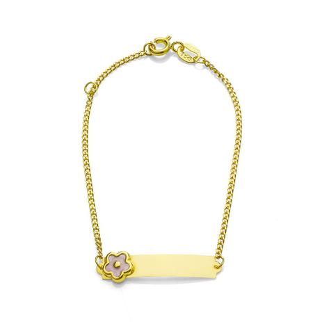Pulseira de Ouro 18k Placa com Flor de 14cm pu03249 - Joiasgold Menor preço em Pulseira de Ouro 18k Placa com Flor de 14cm pu03249 - Joiasgold