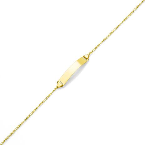 Pulseira de Ouro 18k Placa Infantil Malha Groumet com 13cm pu03022 - Joiasgold Menor preço em Pulseira de Ouro 18k Placa Infantil Malha Groumet com 13cm pu03022 - Joiasgold