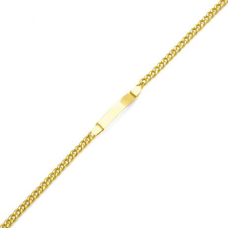 Pulseira de Ouro 18k Placa Infantil Malha Groumet com 15cm pu03280 - Joiasgold Menor preço em Pulseira de Ouro 18k Placa Infantil Malha Groumet com 15cm pu03280 - Joiasgold