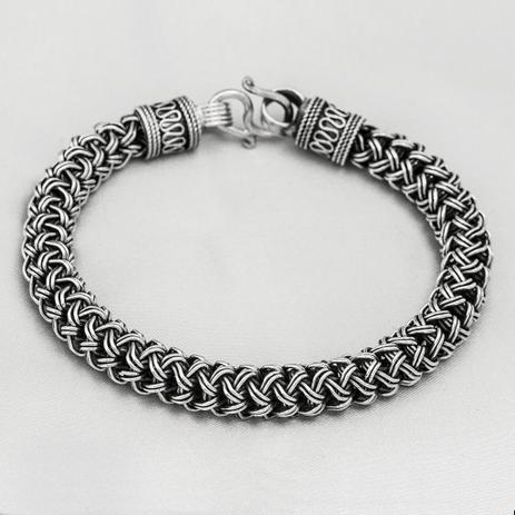 Pulseira de Prata Estilo Bali Roliça Trançada - Prata fina Menor preço em Pulseira de Prata Estilo Bali Roliça Trançada - Prata fina