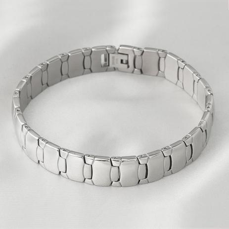 Pulseira em Aço Steel de Elos Espelhados - Prata fina Menor preço em Pulseira em Aço Steel de Elos Espelhados - Prata fina