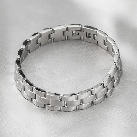 Pulseira em Aço Steel de Elos Foscos e Lisos - Prata fina Menor preço em Pulseira em Aço Steel de Elos Foscos e Lisos - Prata fina