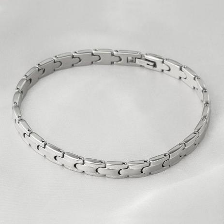 Pulseira em Aço Steel de Elos Lisos e Foscos - Prata fina Menor preço em Pulseira em Aço Steel de Elos Lisos e Foscos - Prata fina