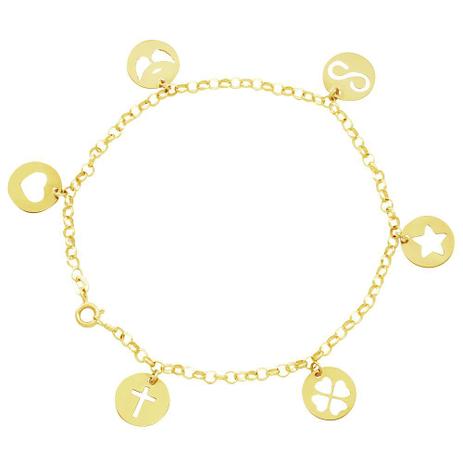 Pulseira em Ouro 18K com Berloques - AU3071 - Bruna tessaro Menor preço em Pulseira em Ouro 18K com Berloques - AU3071 - Bruna tessaro