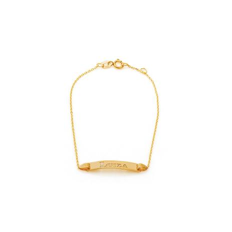 Pulseira em Ouro 18k Infantil Placa Nome Vazado Até 5 Letras pu04006 - Joiasgold Menor preço em Pulseira em Ouro 18k Infantil Placa Nome Vazado Até 5 Letras pu04006 - Joiasgold