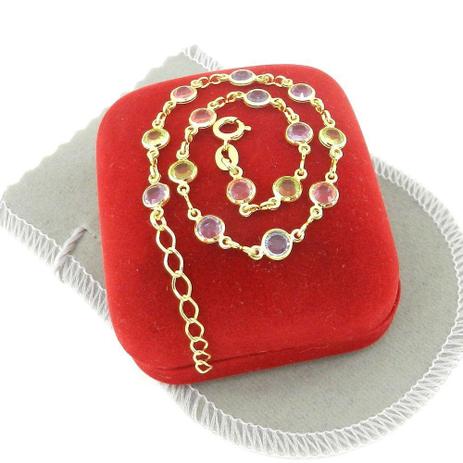 Pulseira Feminina 15cm 6mm Colorida Folheada Ouro PL345 - Wnbijouterias Menor preço em Pulseira Feminina 15cm 6mm Colorida Folheada Ouro PL345 - Wnbijouterias