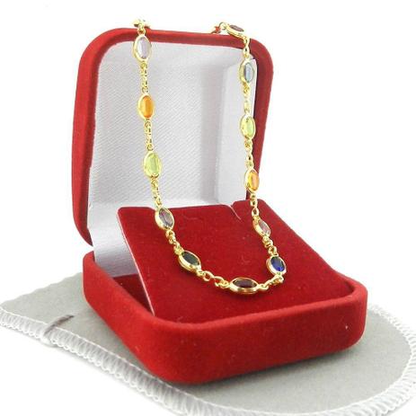 Pulseira Feminina 16/20cm Colorida 5mm Folheada Ouro PL379 - Wnbijouterias Menor preço em Pulseira Feminina 16/20cm Colorida 5mm Folheada Ouro PL379 - Wnbijouterias